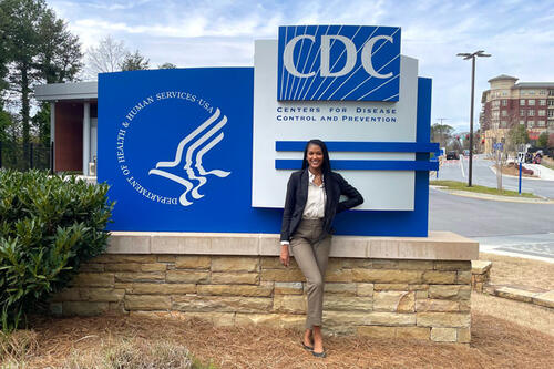 Sydney Alexander '19 in front of CDC