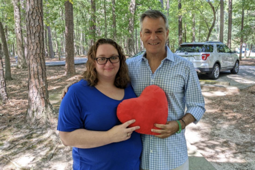 Steve Hilfiker '88 with Vannessa Blais, whose brother Daniel, donated his heart. Hilfiker has a mission to save others since his heart transplant. /Photo courtesy of Hilfiker Life Missions, LLC