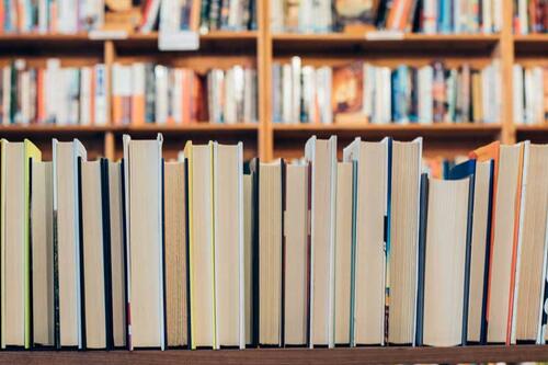 row of books on shelf