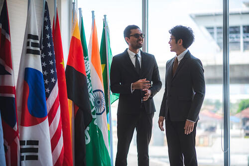diplomats and flags