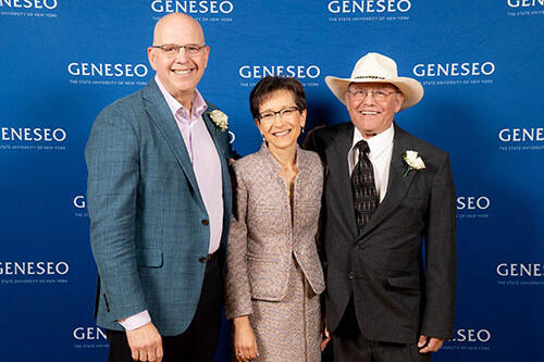 Frank Vafier ’74, President Denise A. Battles, Larry Scoville