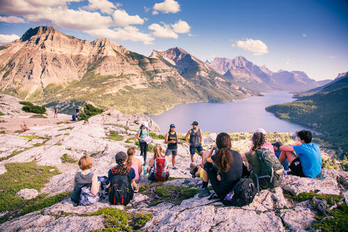 Students on geography field trip in Canadian Rockies