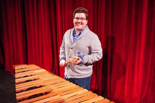Austin Ainsworth with xylophone