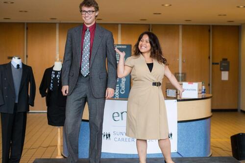 Students modeling at Encore Career Closet's Fashion Show