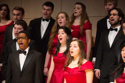 Members of the Chamber Singers perform at the College.