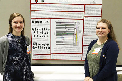 Geological sciences students Emily Hauf (left) and Josephine Chiarello.