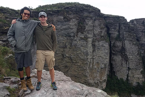 justen Geddes on a  hike with a local guide.