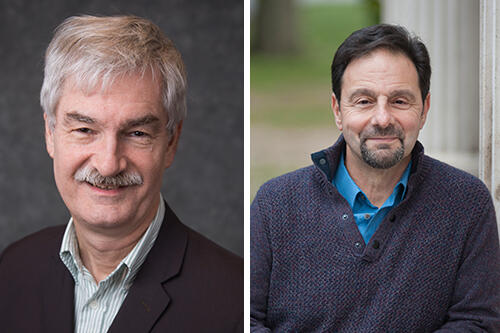 Distinguished Professor Robert Goeckel and Distinguished Service Professor Gerard Floriano '84