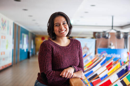 Imasha Silva, class of 2019, posed in the Student Union