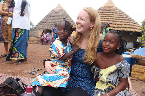 Jessica Kroenert &#039;15 in Senegal with her village.