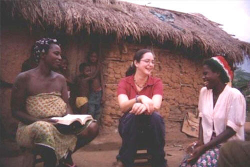 Danielle Ellingston '97 in a village in Ghana