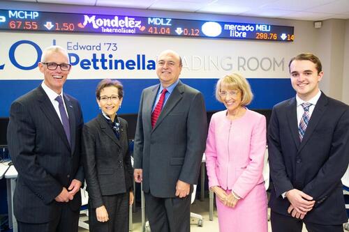 John Gleason '87, Denise A. Battles, Ed Pettinella '73, Mary Ellen Zuckerman, and Brandon Lee '20