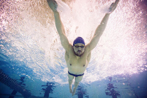 Senior swim and dive team member Kevin Schaub '17