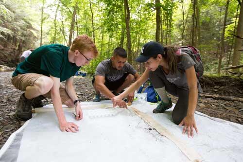 Students working on geography project