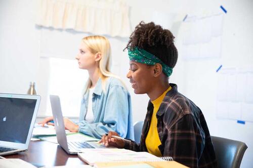 students at computers