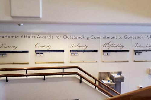 Erwin Hall display honoring Academic Affairs Award recipients