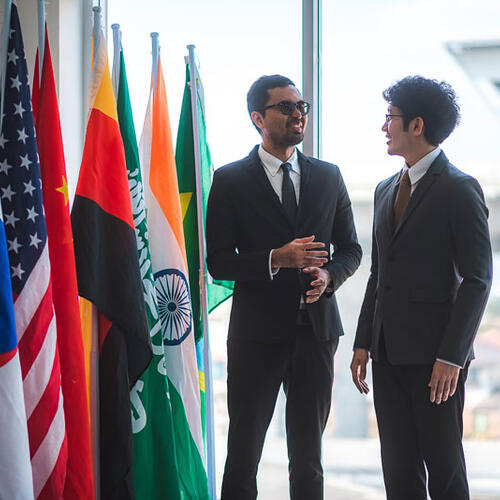 diplomats and flags