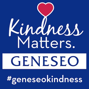 "Kindness Matters." Geneseo's kindness week motto.