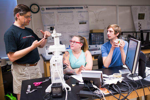 Students working in a lab 