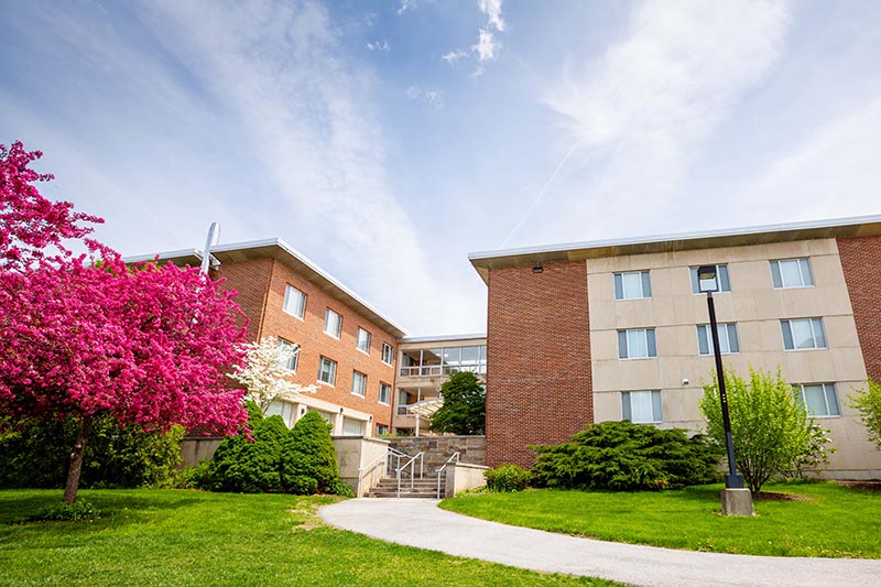 Erie Hall during spring