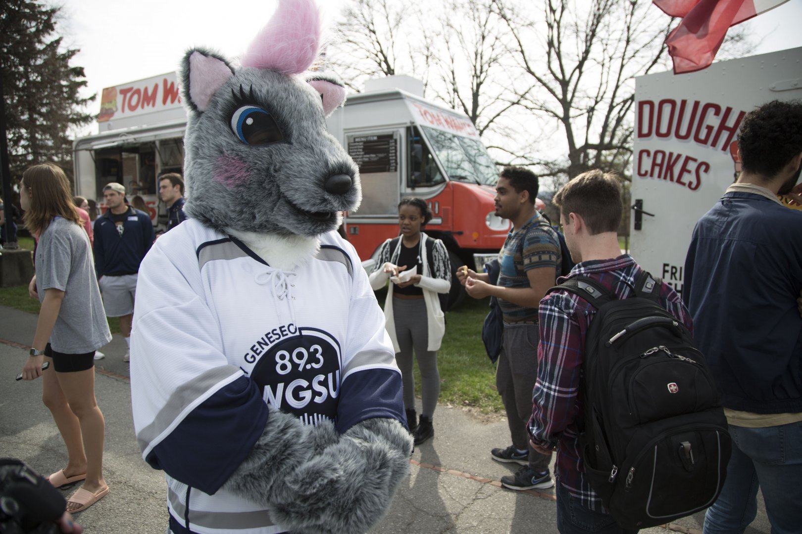 Genny walking around the food trucks again.
