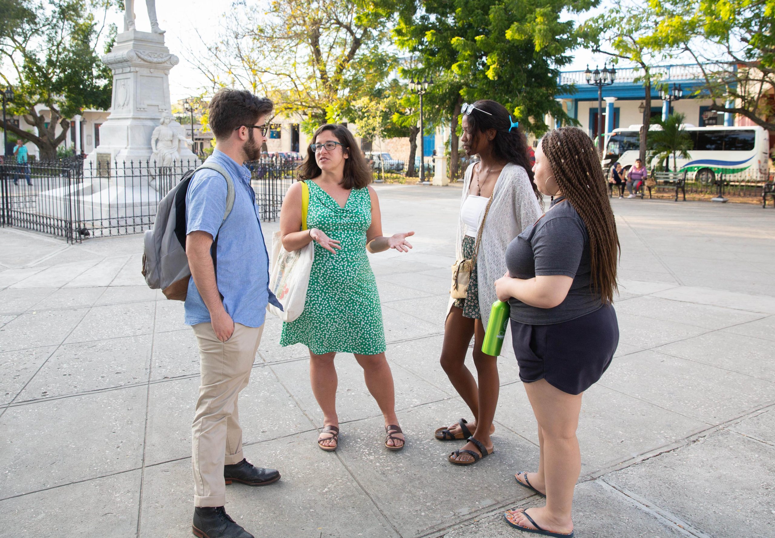 Melanie Medeiros, assistant professor of anthropology, with undergraduate students in Holguín, Cuba.