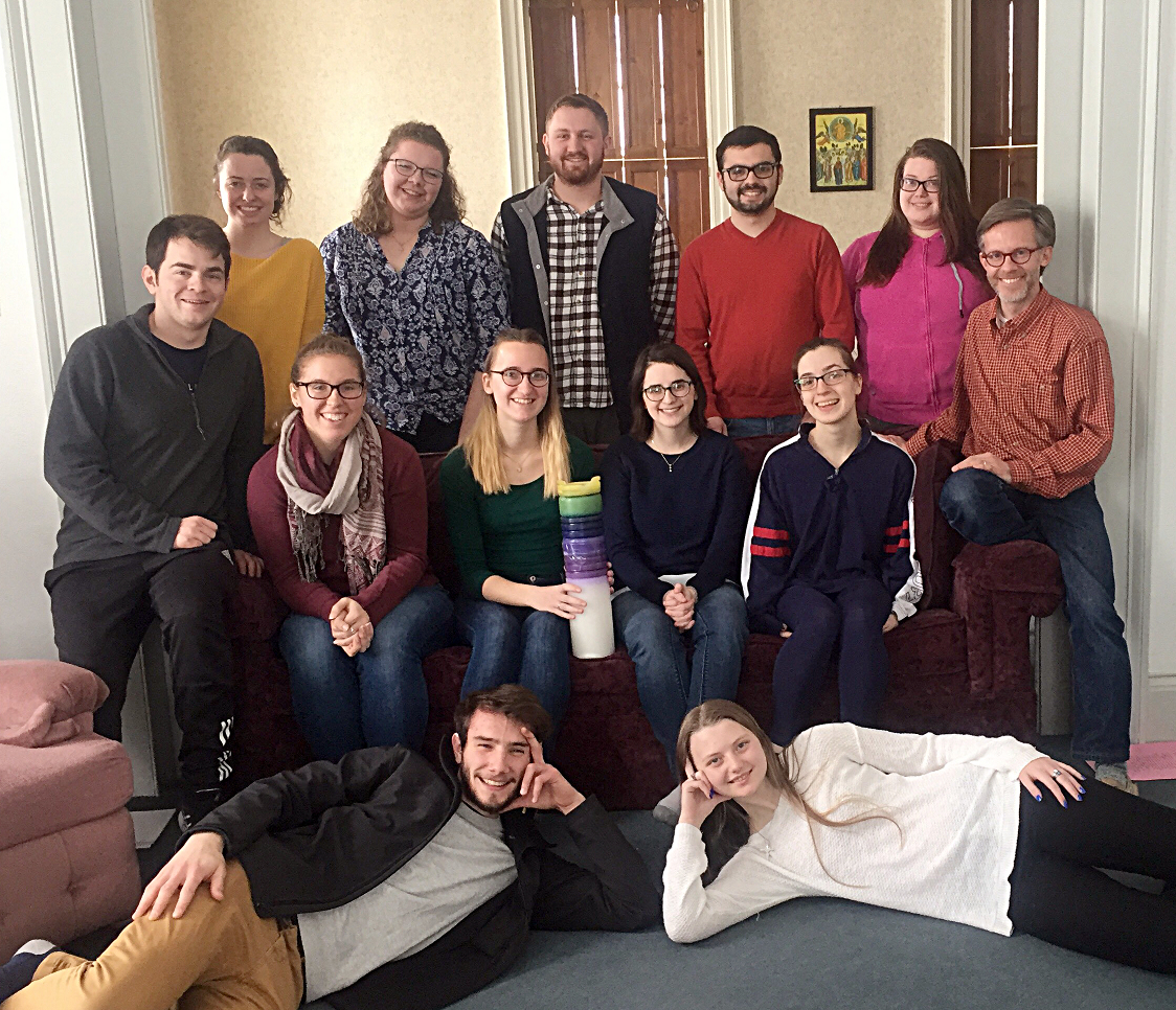 Geneseo students on retreat at the Abbey of the Genesee with Buff State and Fredonia students