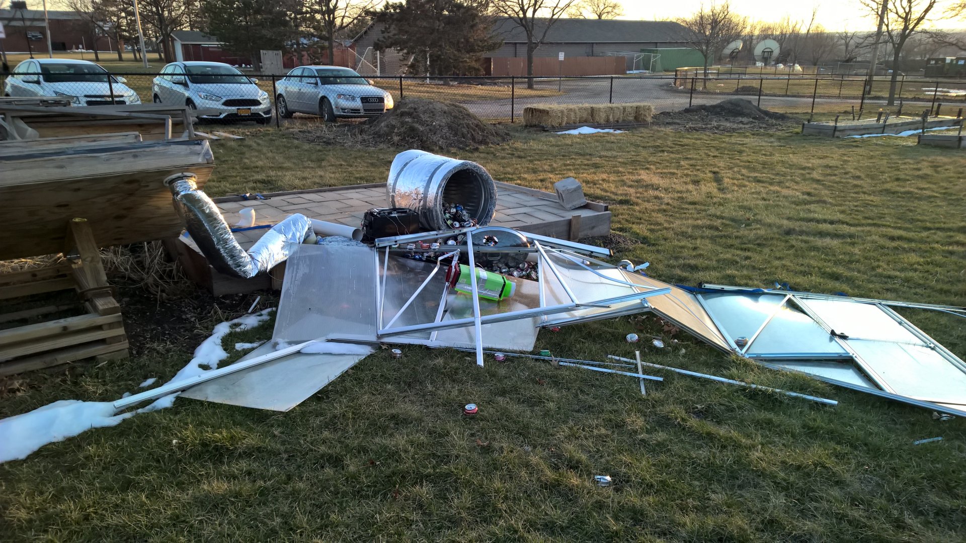 The original greenhouse after a storm.