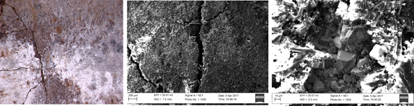 SEM images of lead acid plates after a complete discharge cycle.