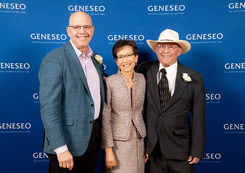 Frank Vafier ’74, President Denise A. Battles, Larry Scoville