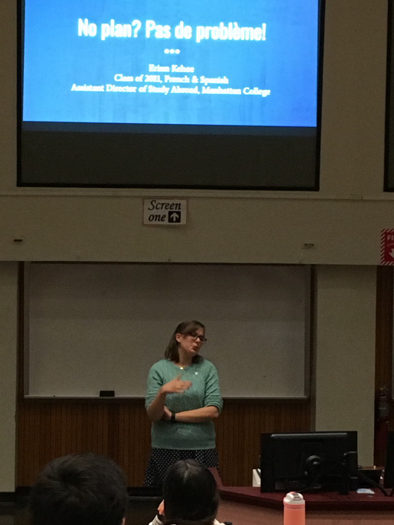 Erinn Kehoe ’11 presents “No plan? Pas de problème!”
