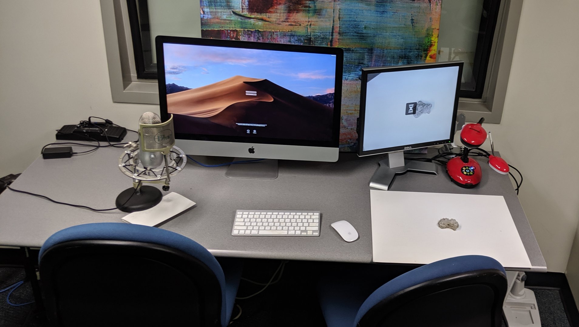Newton Recording Booth's iMac and Microphone set up