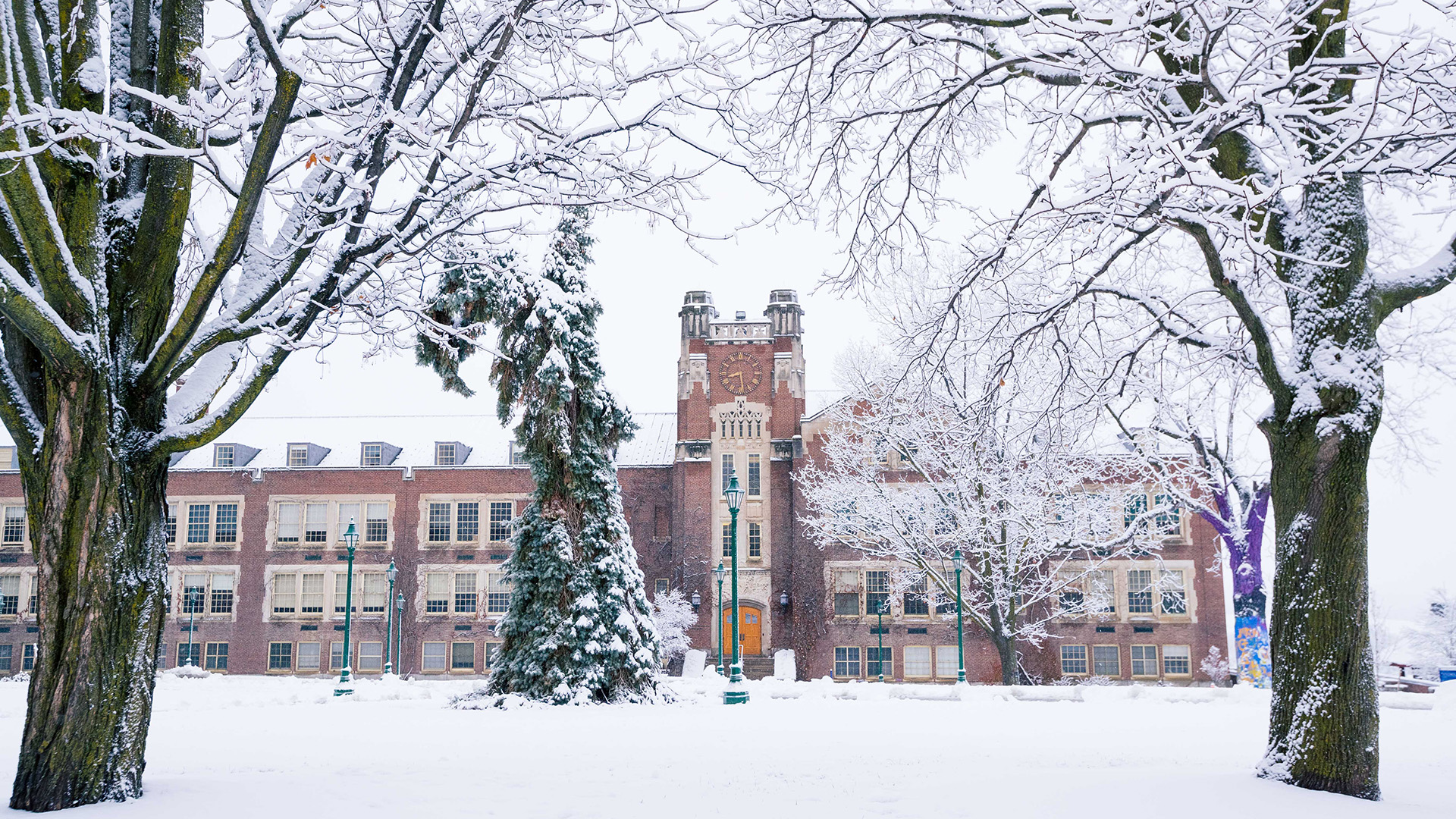 Sturges Hall in the snow