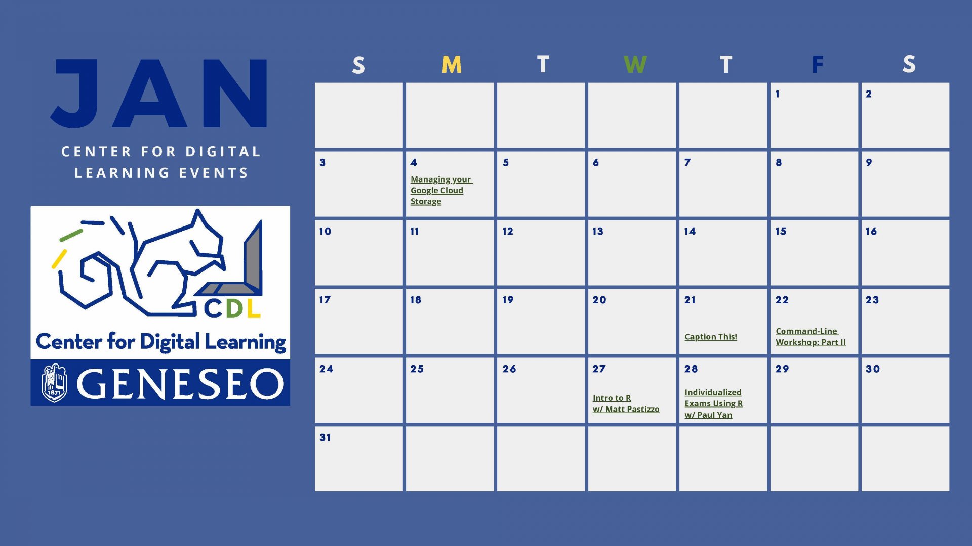 CDL January 2021 Events Calendar