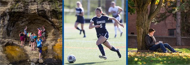 Geology students, soccer game, student under tree