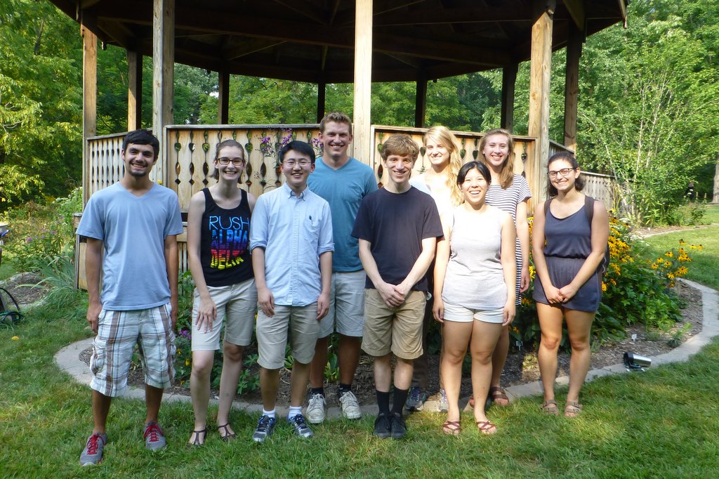 Student researchers who are performing research in the Arboretum in Fall 2015