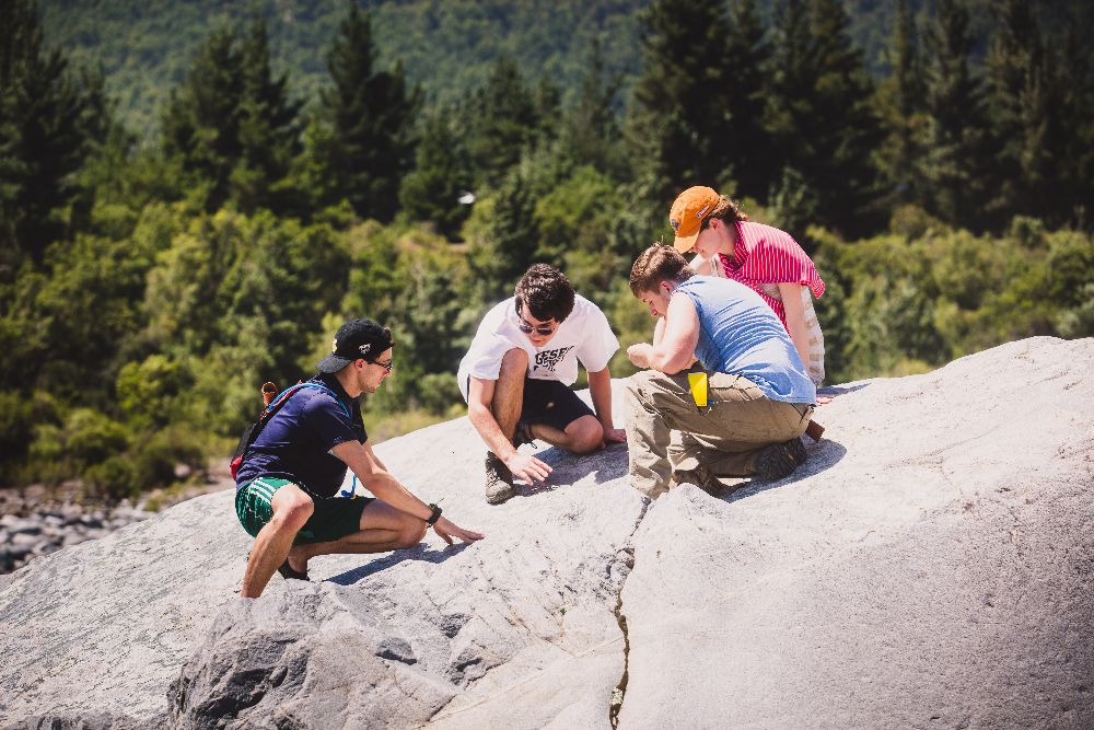 A group of students getting a closer look.
