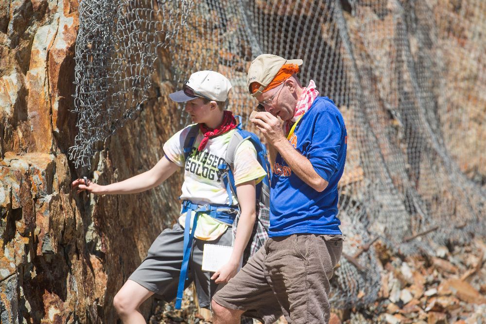 Taking a closser look at an iron rich rock.