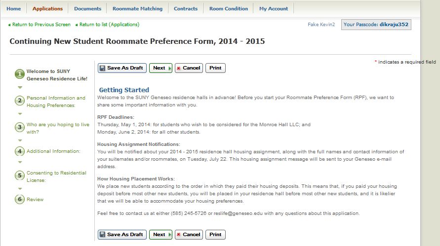 New Student Housing Information -- Step 2.2