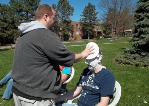 professor getting pied