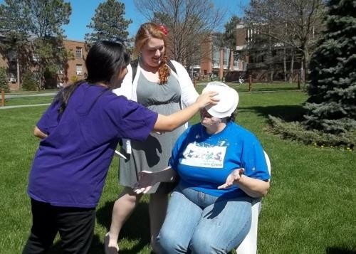 professor getting pied twice