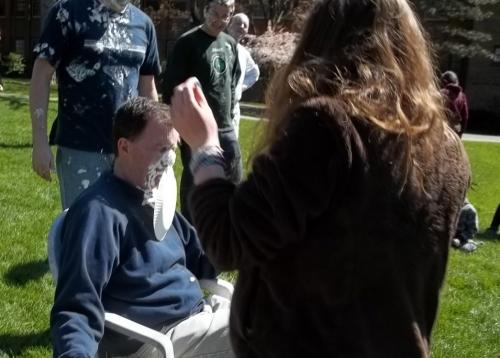 professor getting pied