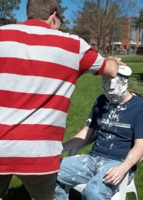 professor getting pied