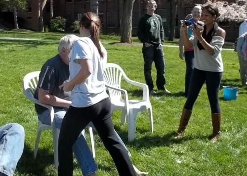 professor getting pied