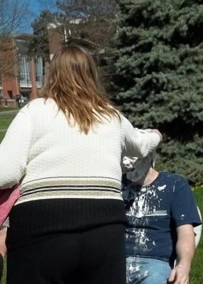 professor and student after getting pied