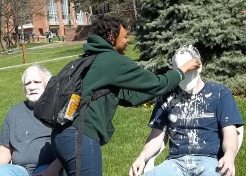 professor getting pied