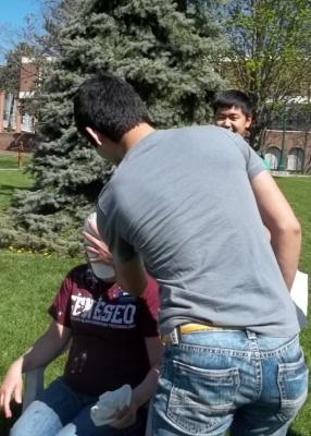 professor getting pied