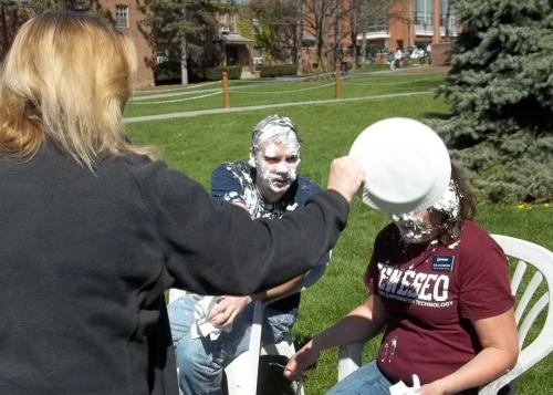two professors after getting pied