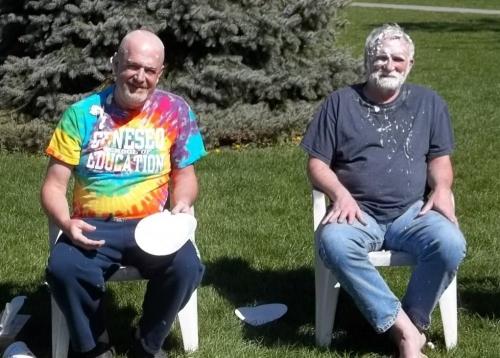 student getting pied