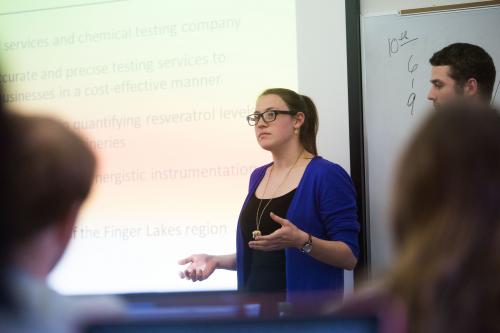 Two students giving a presentation